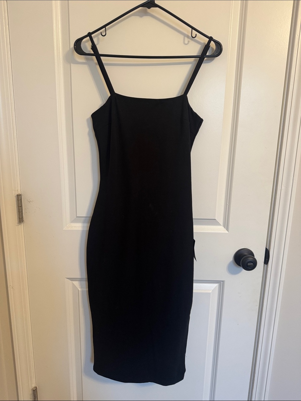 Lulu's Sleek Black Midi Slip Dress